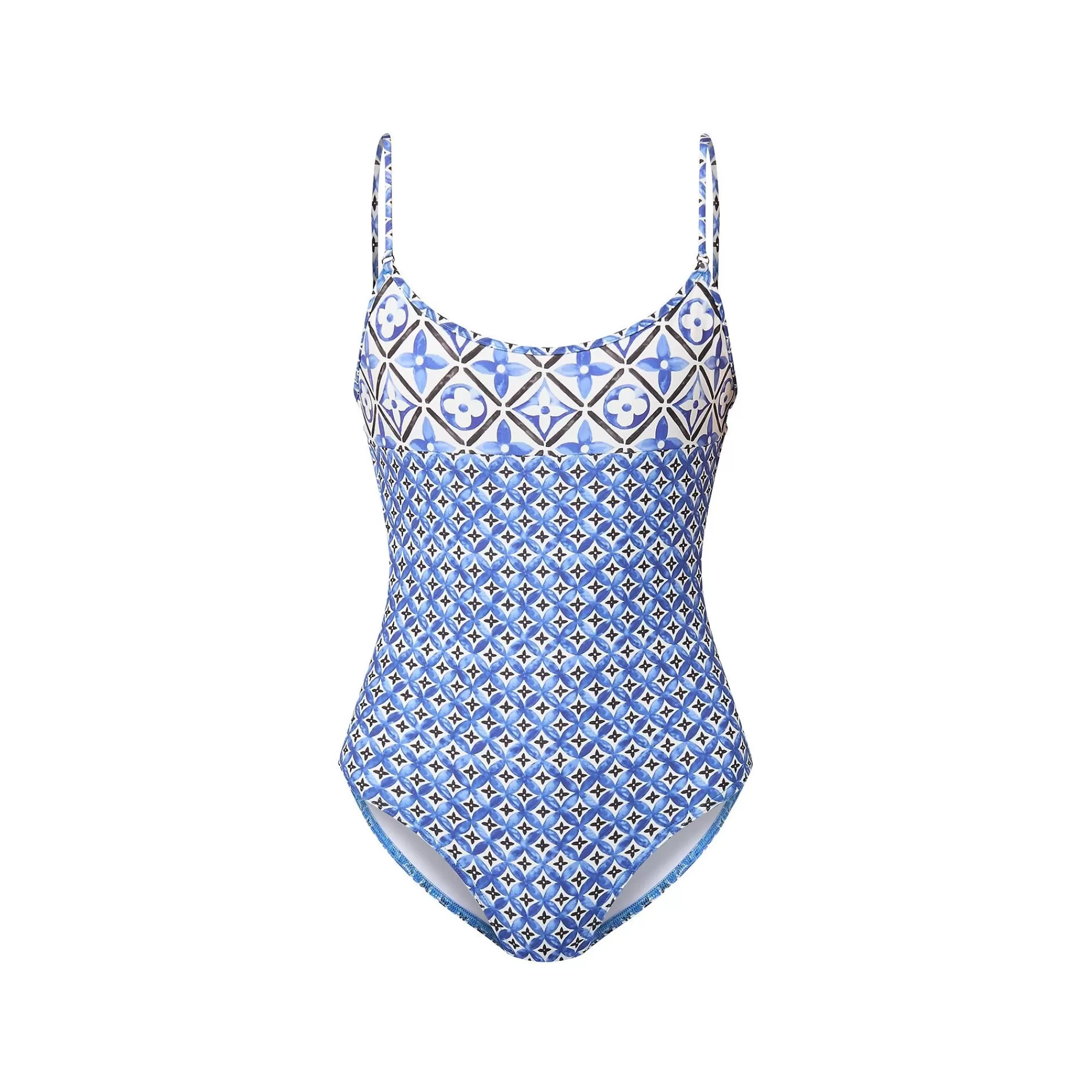 Best Sale Louis Vuitton Monogram Flower Tile One-Piece Swimsuit Blue