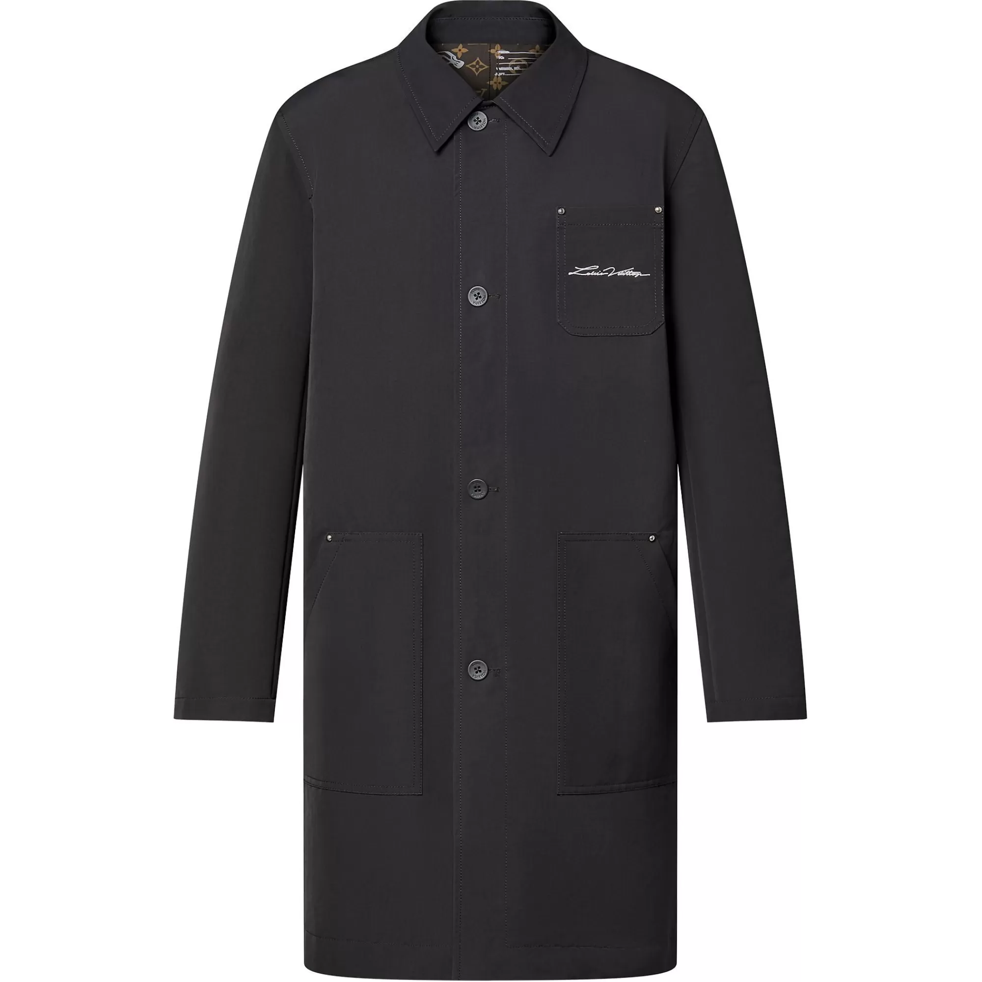 Sale Louis Vuitton Single-Breasted Reversible Technical Cotton Coat