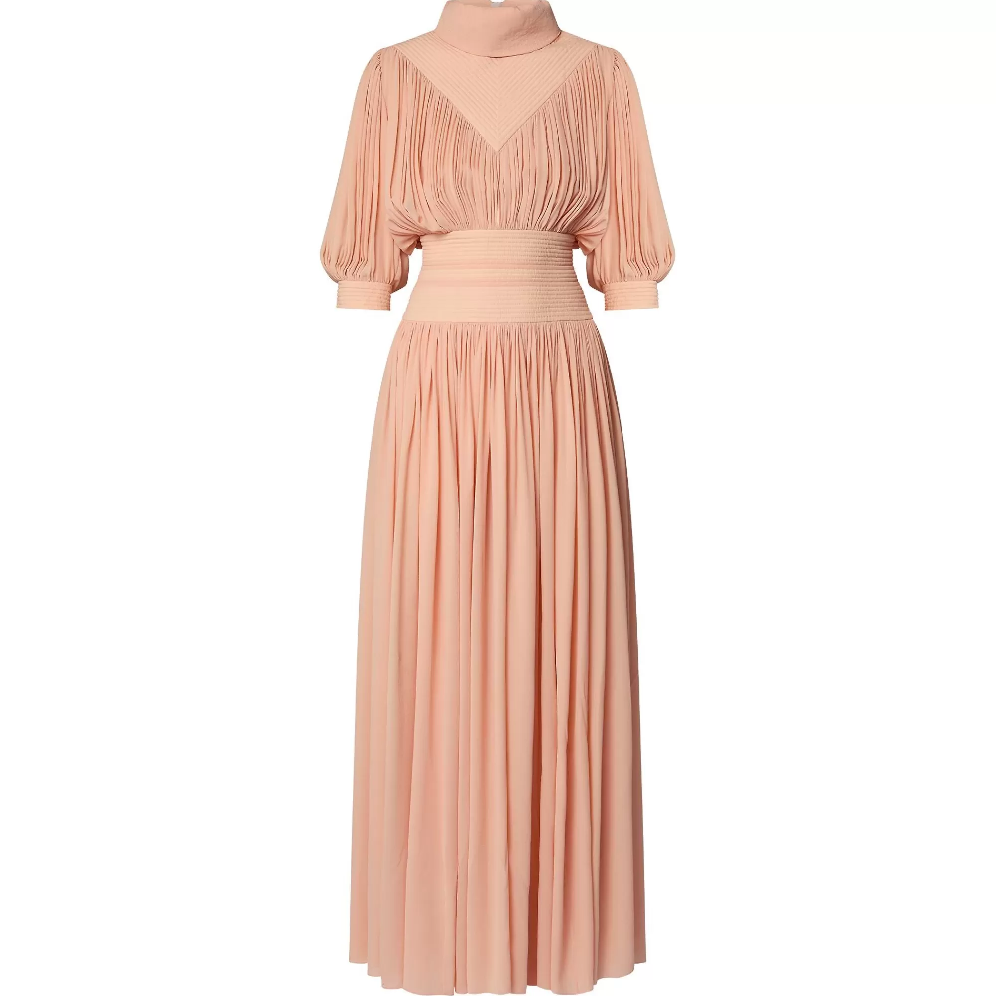 Cheap Louis Vuitton Topstitch Detail Gathered Silk Dress