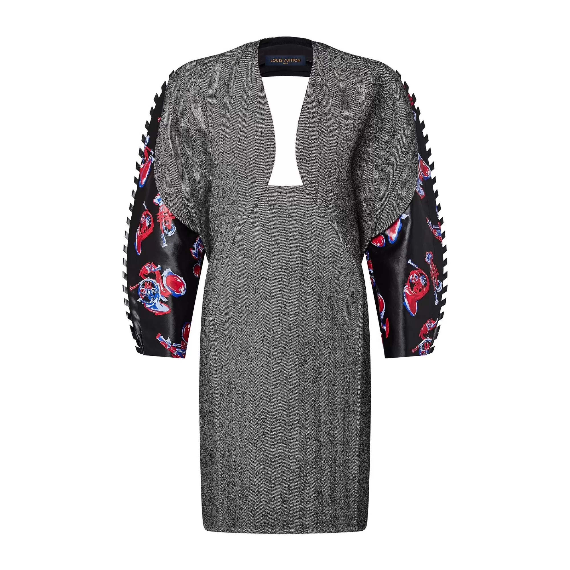 Cheap Louis Vuitton Trumpet Print Sleeve Hourglass Dress